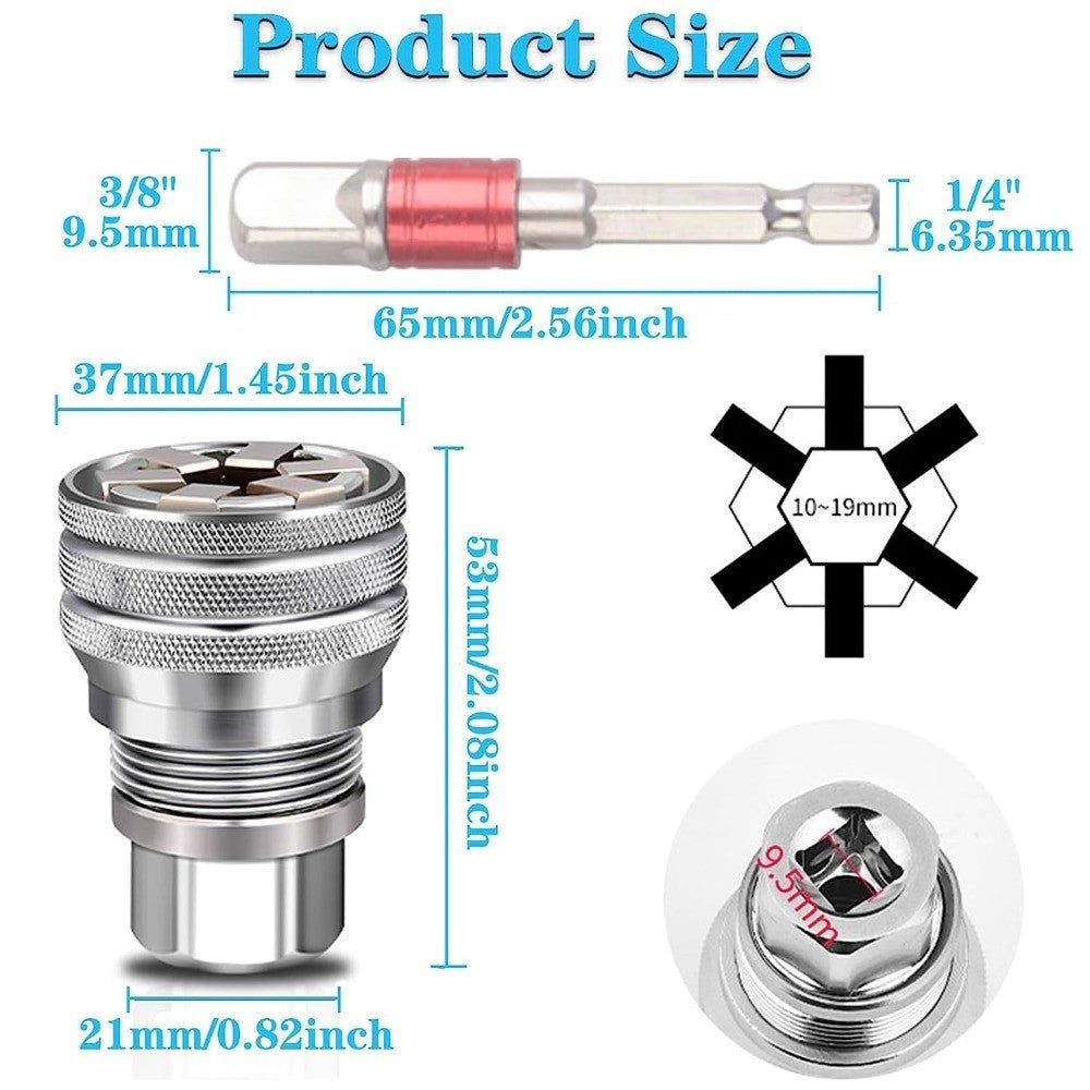 Adjustable Socket Wrench Set 3/8" Drive Socket Adapter  Universal Tool