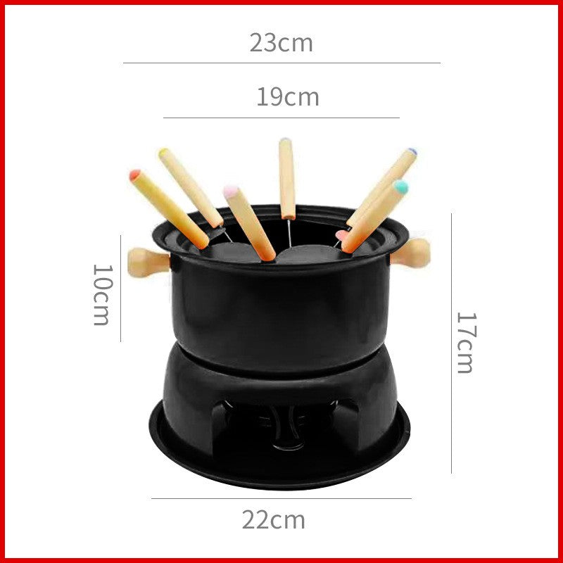 6 Person Chocolate Or Cheese Deluxe Fondue Set Melting Pot with 6 Forks