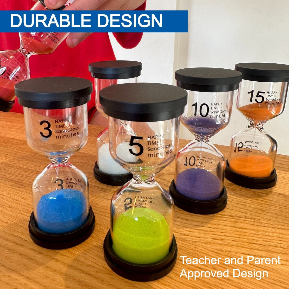 Sand Timers - Pack of 6 Hourglass  - 1 - 30 mins Visual Tool for Kids, Classroom