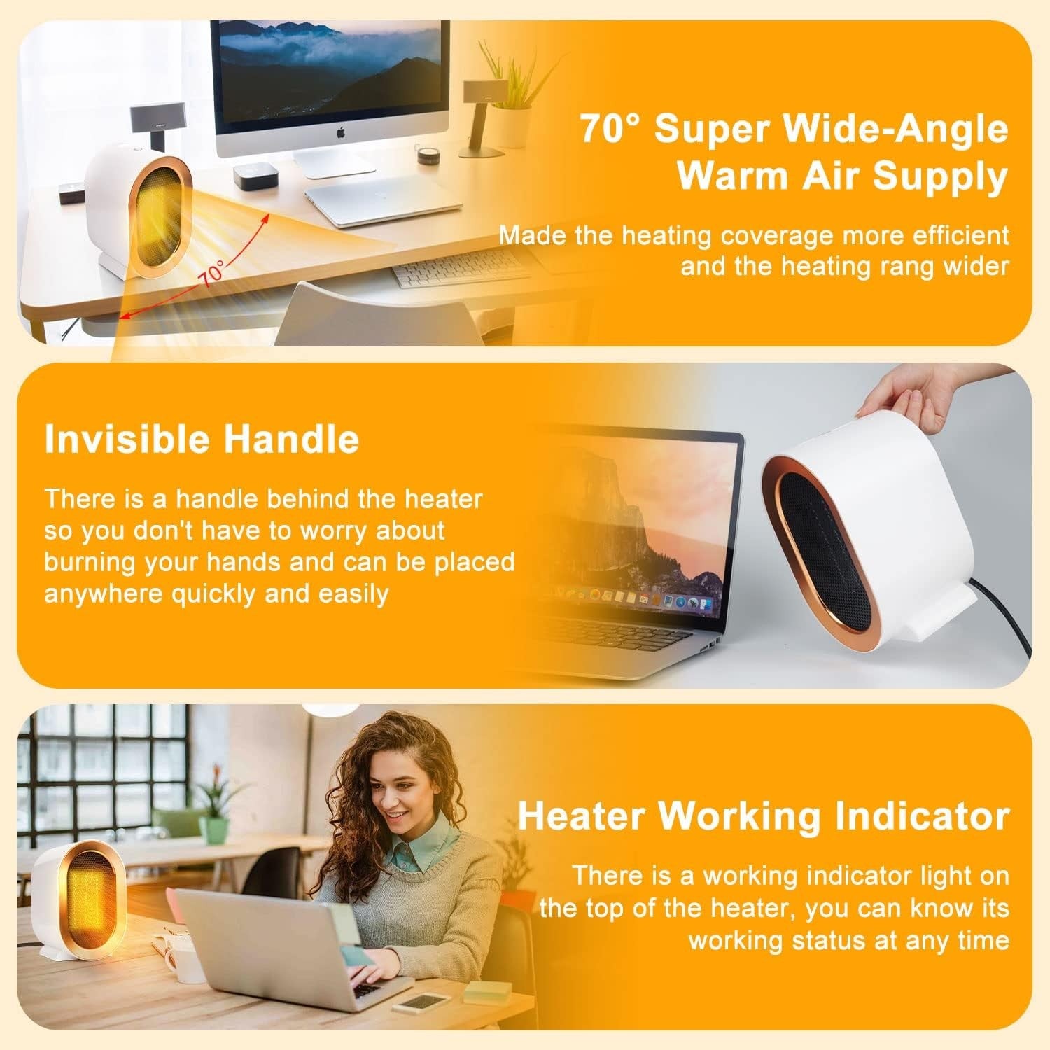 1200W Electric Heater, Low Energy Space Heater, Portable Room Heater with 2 Mode