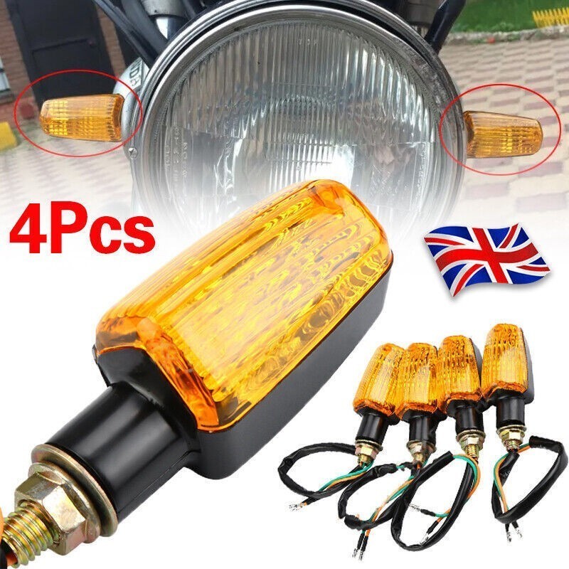 4x Universal Motorcycle Motorbike Turn Signal Indicators Light Lamp Amber UK