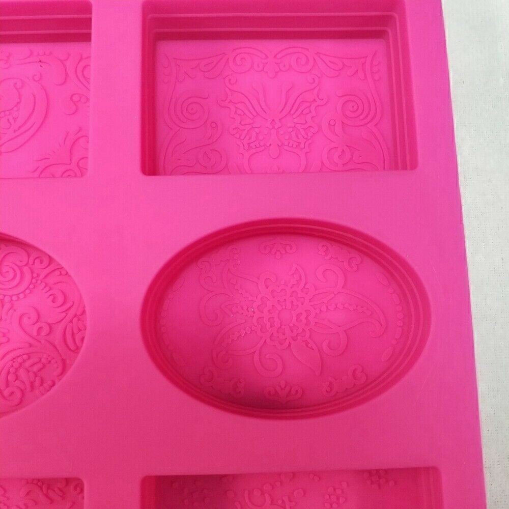 DIY Silicone Soap Mold 6 Forms Oval Rectangle Cake Mould Homemade Making Craft