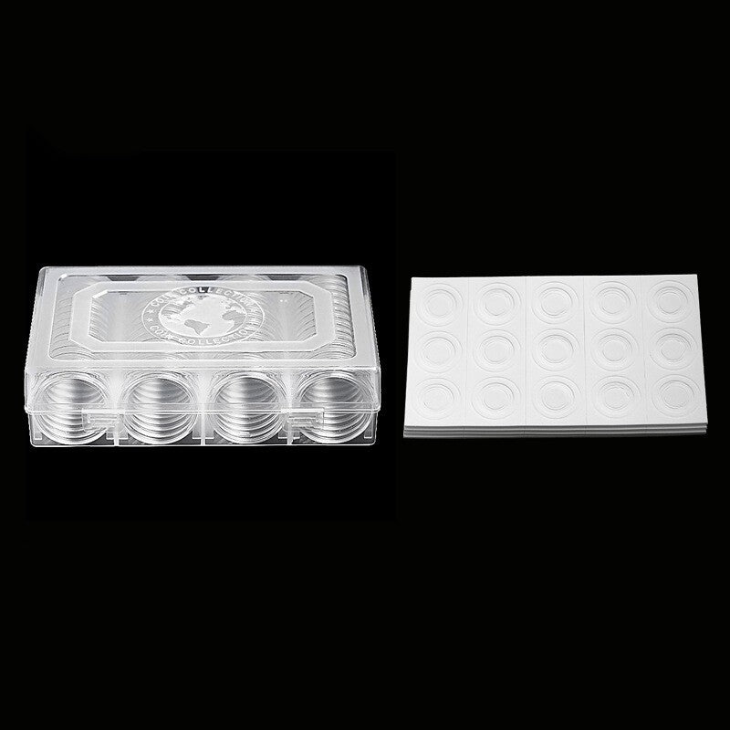 40mm Transparent Coin Storage Case 60Pcs Capsule Holder Organizer Container Kit