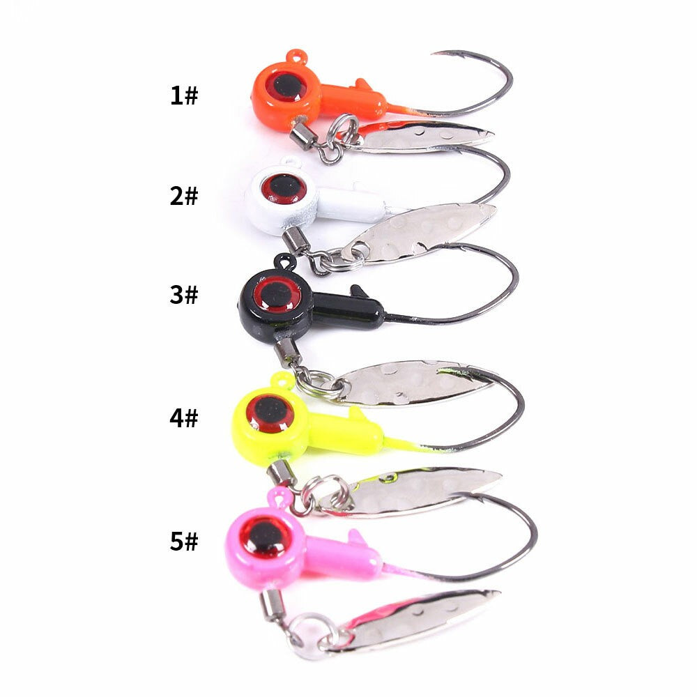 50pcs/box Spoon Lead Jig Head Fishing Hooks Crappie Lure Bait Kit Tackle Set