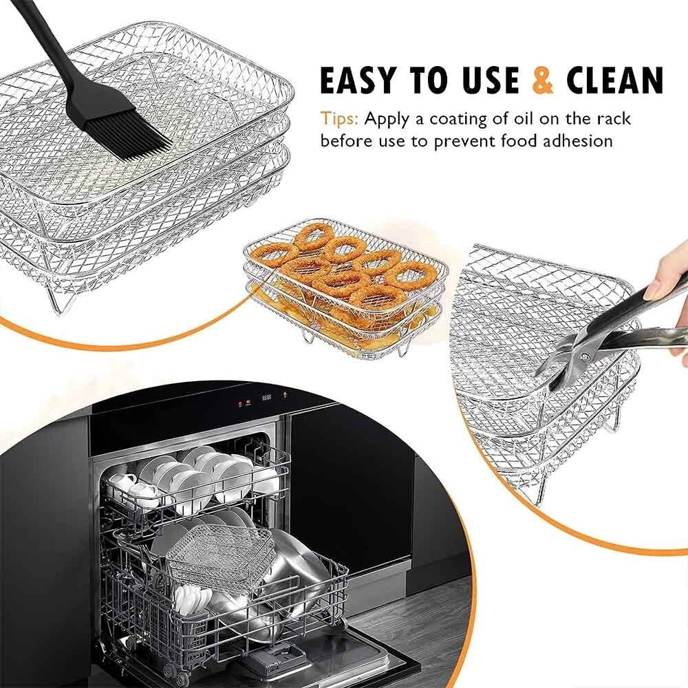 Rectangle Air Fryer Rack Accessories for Ninja Dual Air Fryer AF300UK AF400UK