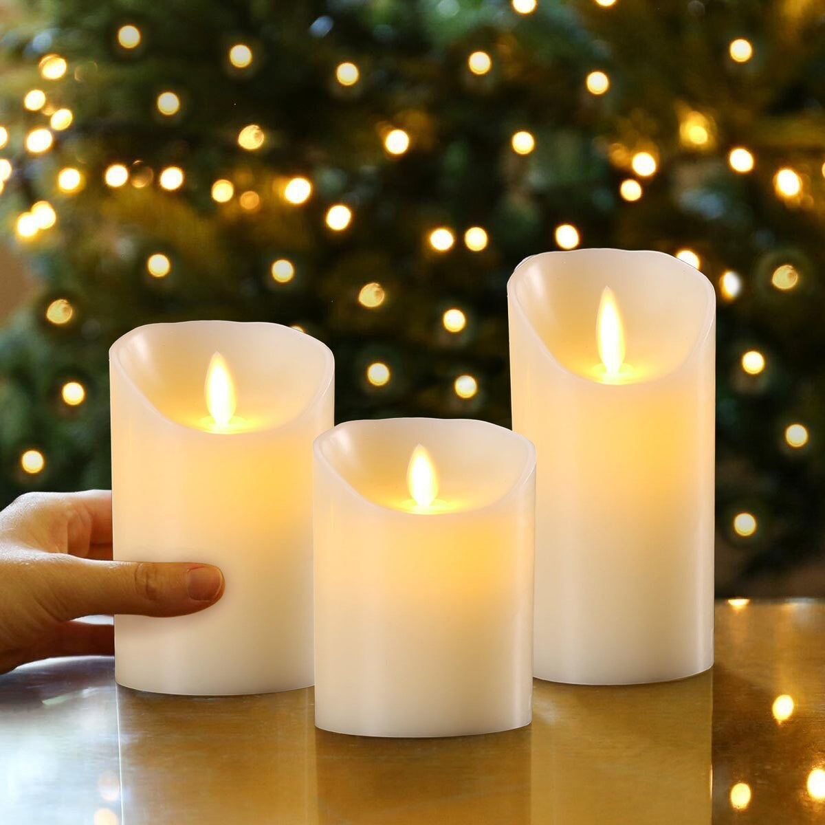 3Set Flickering LED Candles Real Wax Battery Powered Lights Remote Control Lamps