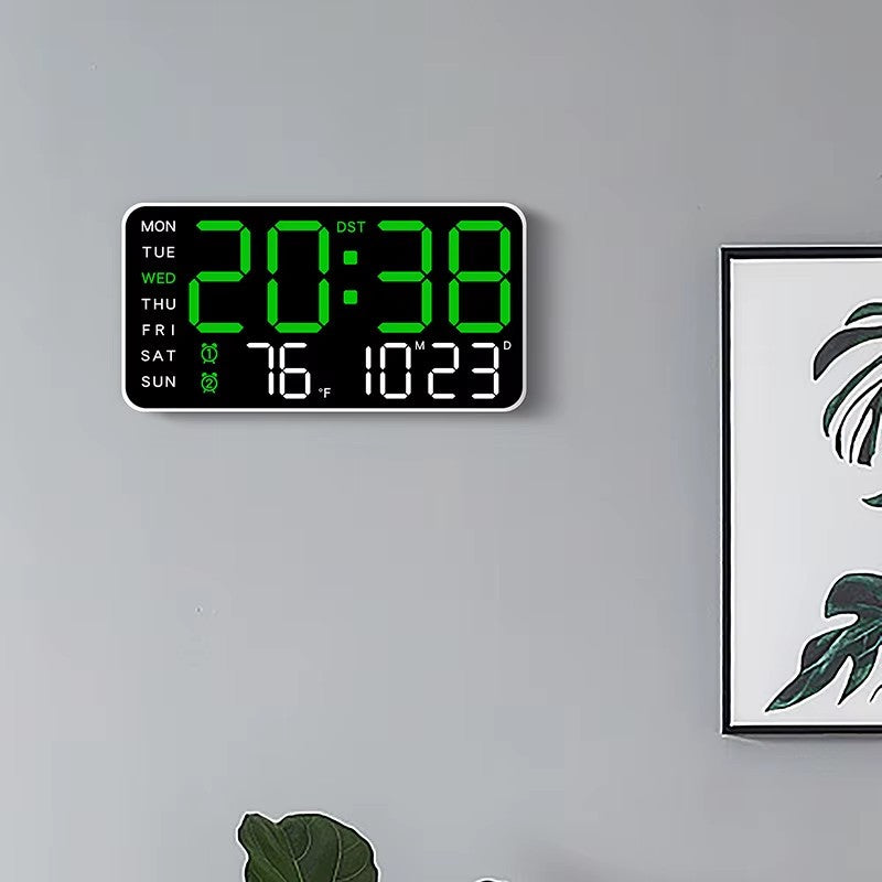 Desk Wall Clock Digital Alarm Clock LED Display with Temperature Date Week