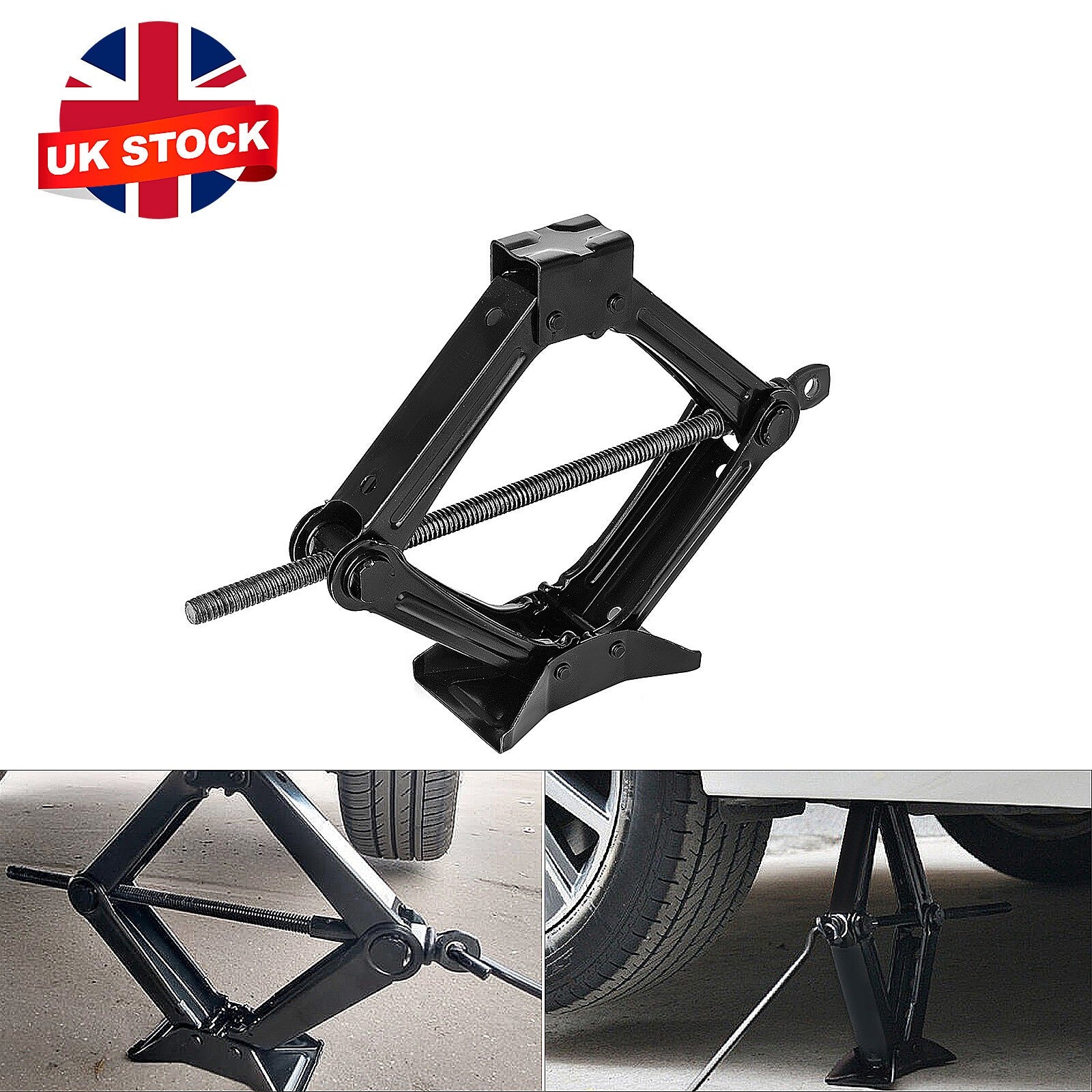 1 Ton Heavy Duty Scissor Jack Wind Up Lift With Crank Handle For Car Van UK
