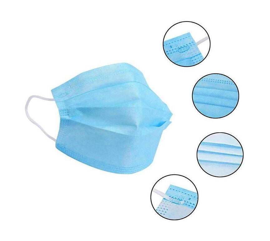 Disposable 3 Ply Face Mask With Nose Pin 3 Layer Breathable Surgical Medical