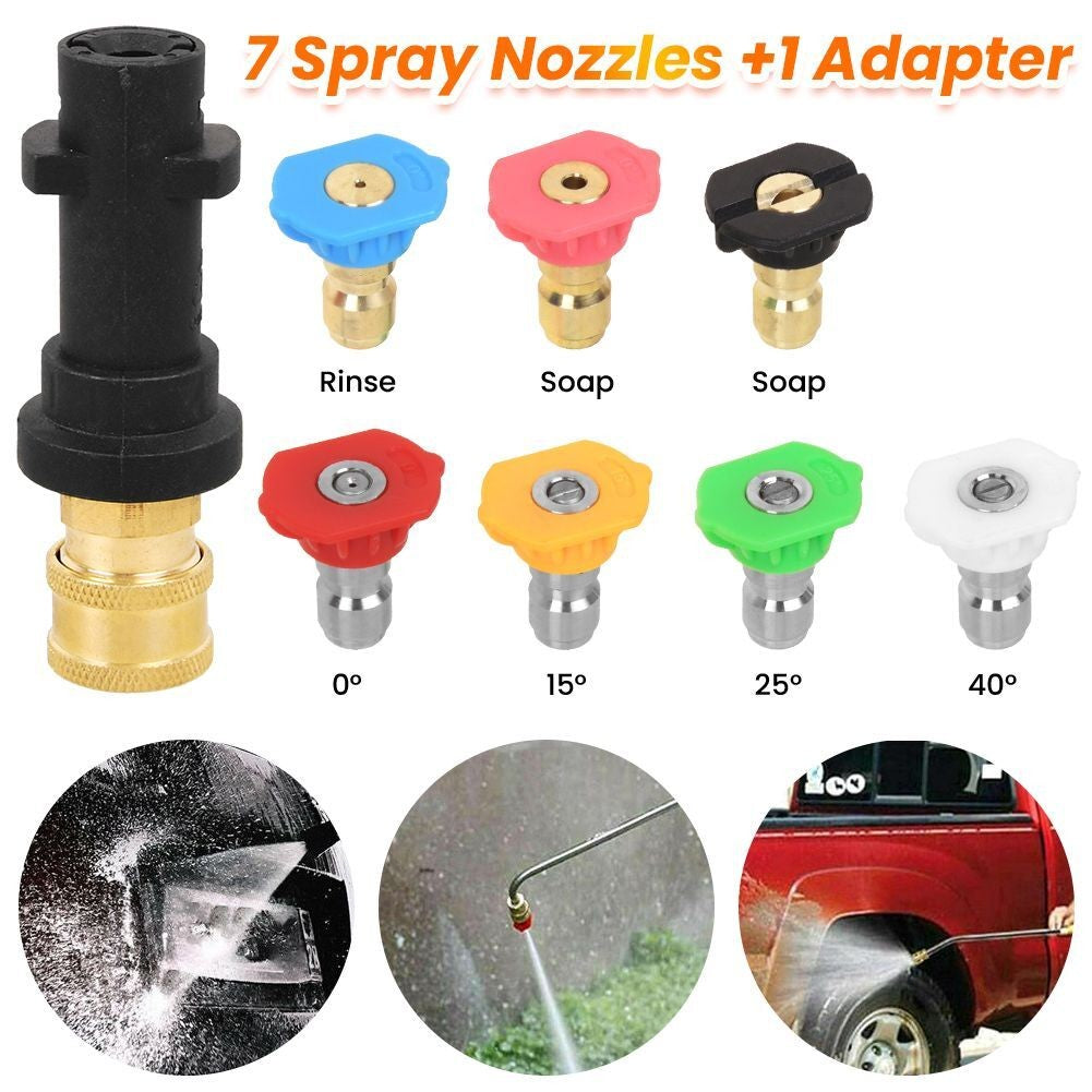 7 Nozzles Adapter Pressure Washer Spray Lance Wand Fit Karcher K2 K3 K4 K5 K6 K7