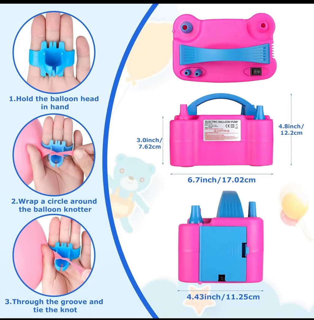 Portable 600W Electric Balloon Pump Inflator Air High Power Blower Party UK Plug