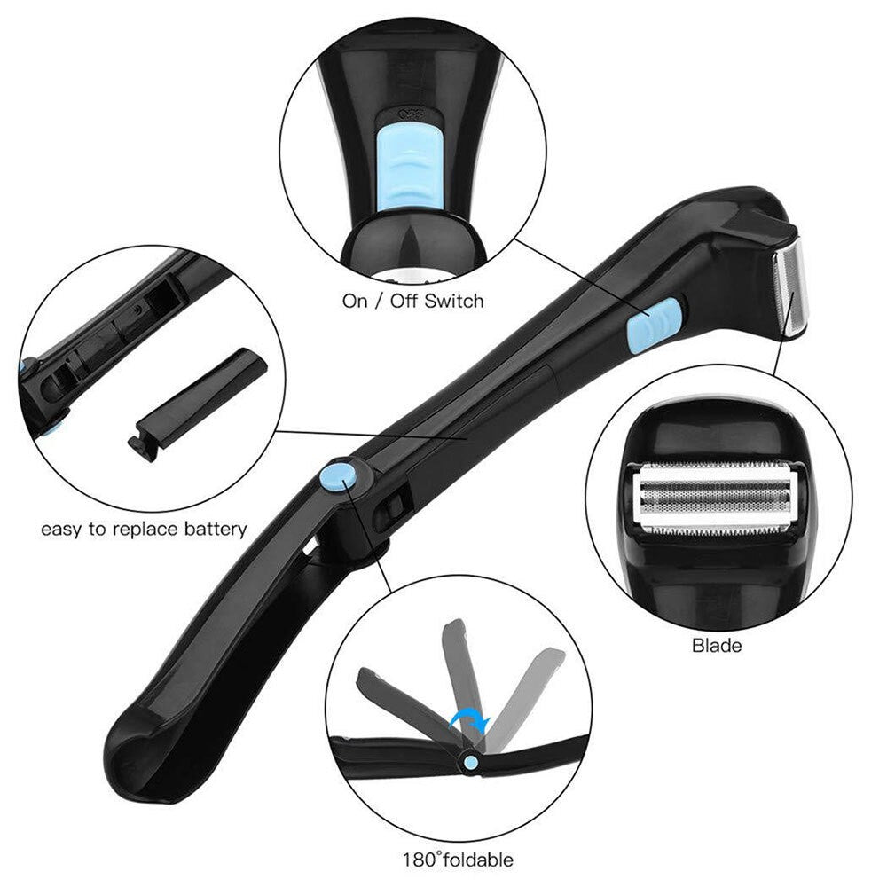 Men's Electric Back Hair Shaver Remover Body Trimmer Self Groomer Shaving Tool