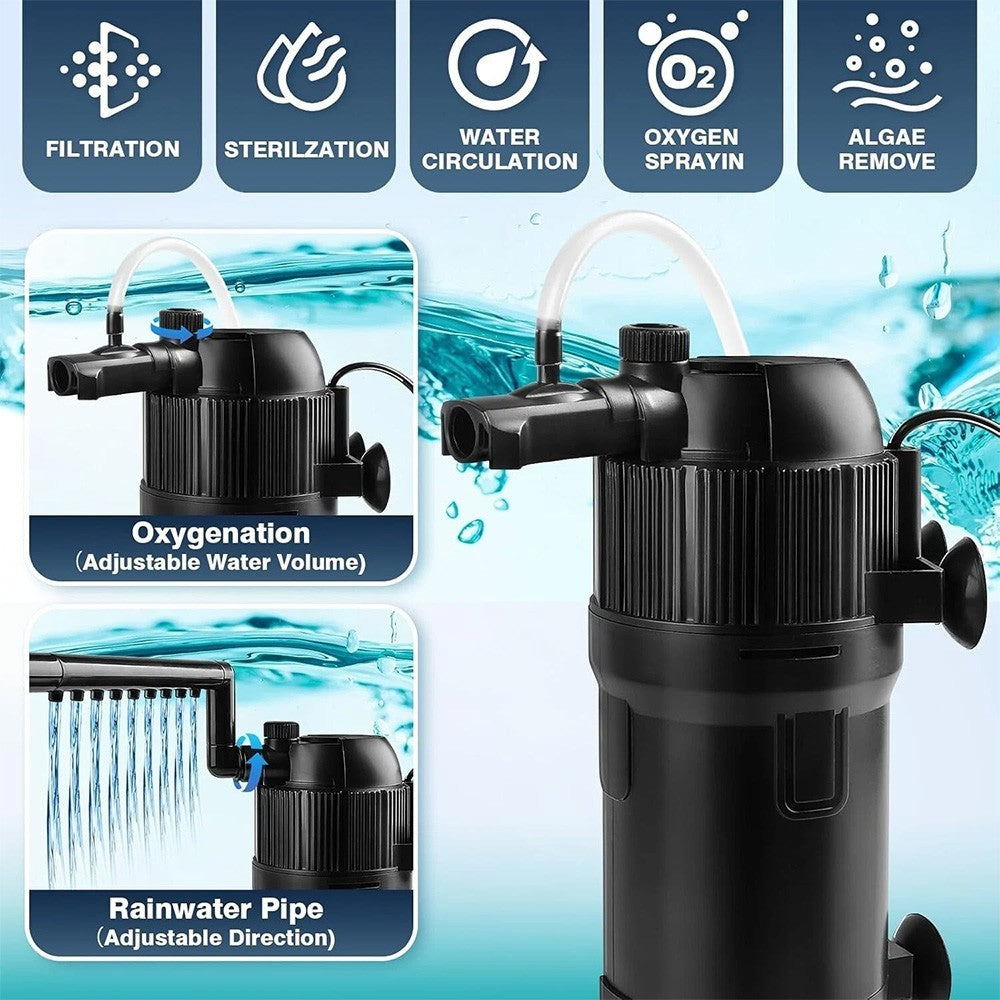 5 in 1 Aquarium Fish Tank Filter Clarifier Pump Internal Purifier UV Steriliser