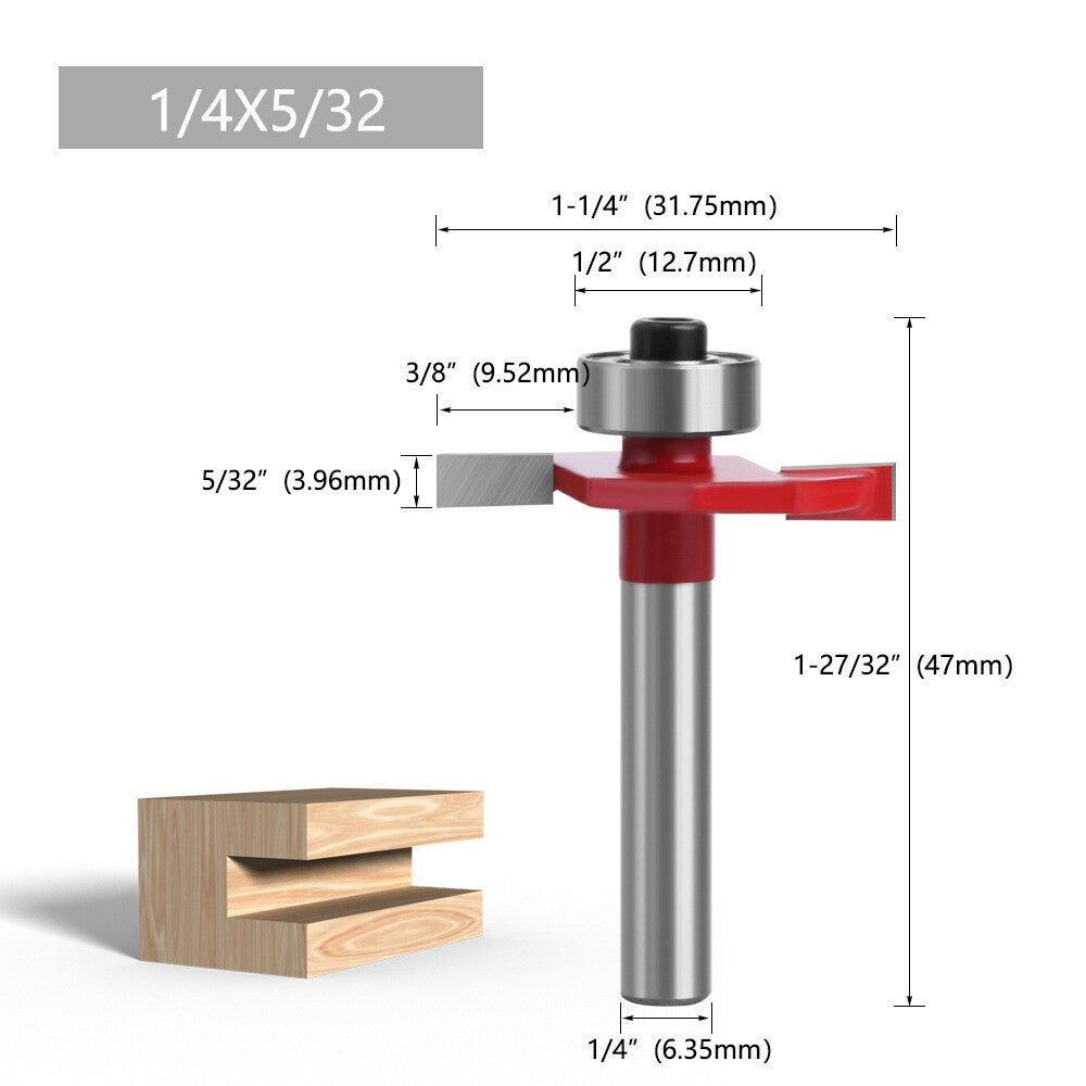 1/4 Shank Slot Cutter T-Slot Rabbet Box Slotting Biscuit Router Bit Set Jointing
