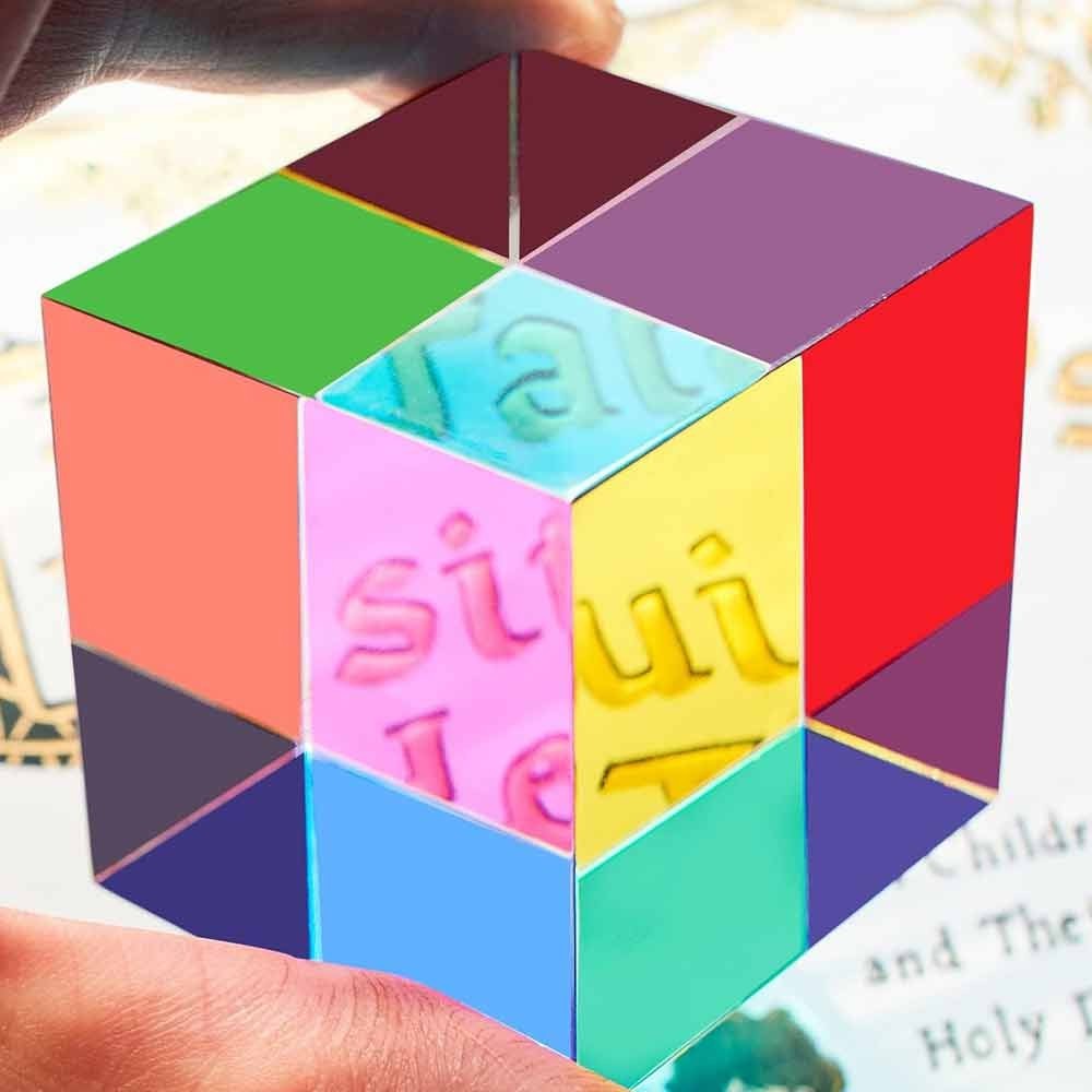 50mm Cmy Mixing Colour Cube Prism Glass Rubik's Cube Pyramid Home Decor Toys New