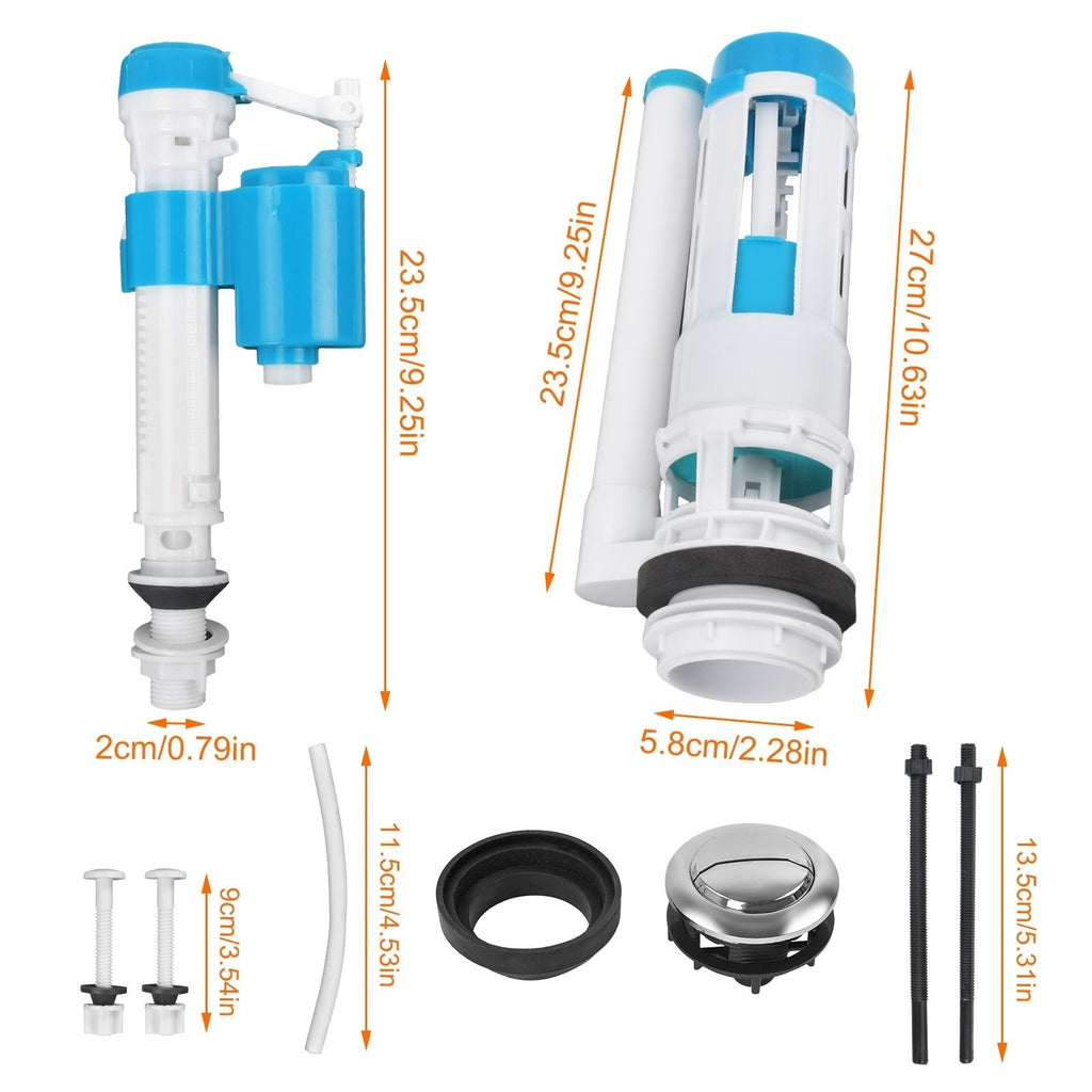 Dual Toilet Flush Valve Push Button Syphon Kit Top Mount Cistern Replacement UK