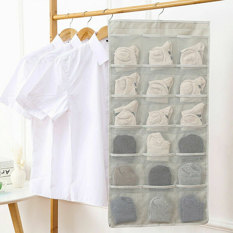 30 Pockets Double 2 Side Hanging Bag Bra Underwear Storage Organiser Tidy Hanger