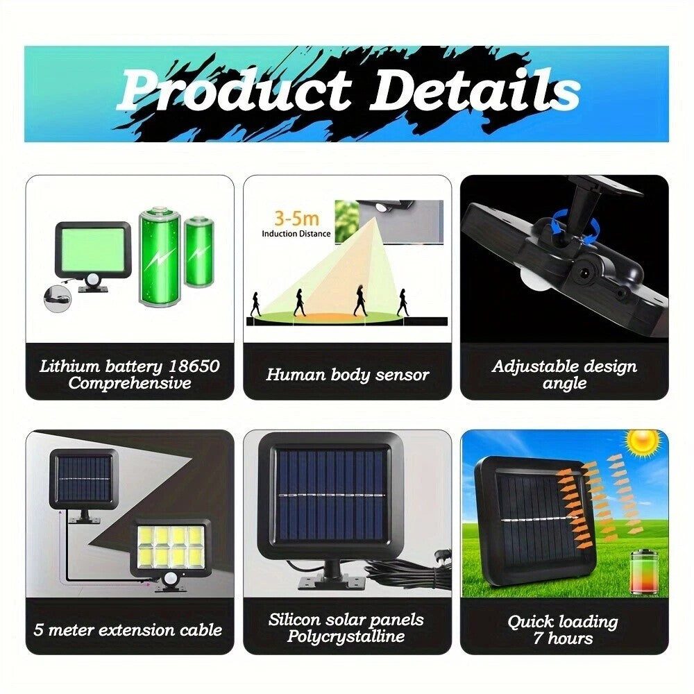 Solar Power LED Wall Light Security Outdoor Garden Flood Lamp PIR Motion Sensor