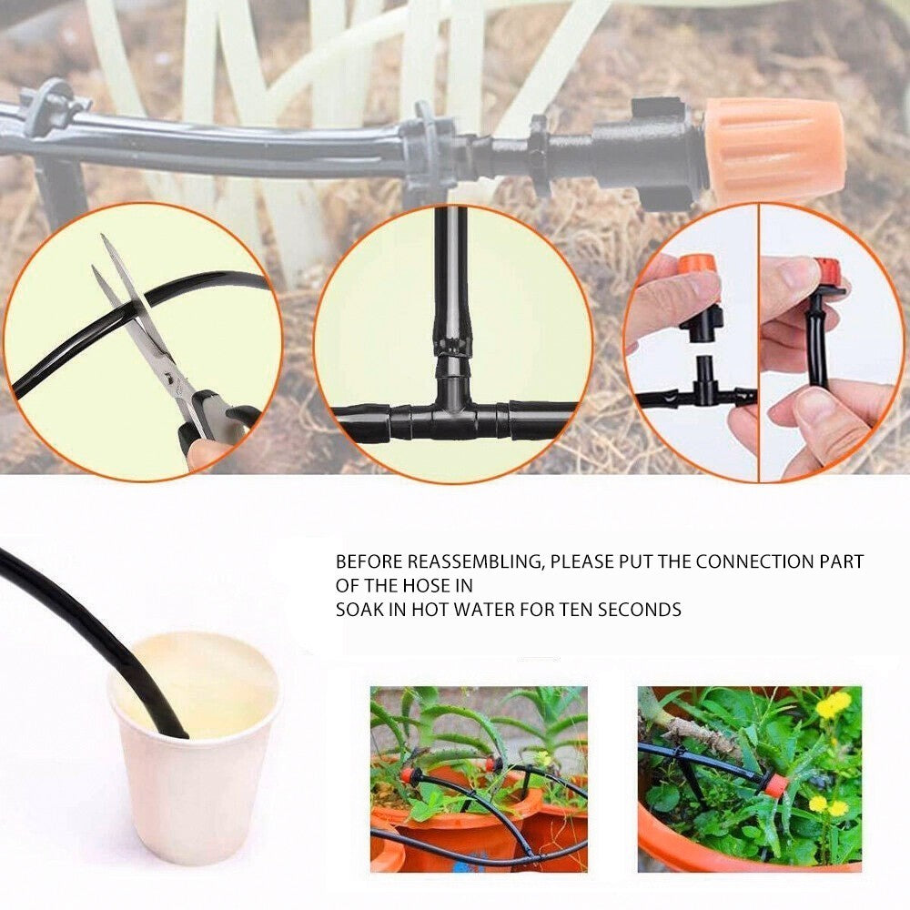 50M Drip Irrigation System Kit Garden Watering Hose Spray Nozzles