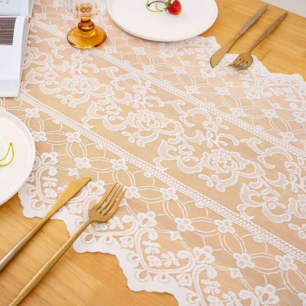 Elegant Lace Table Runner Comfortable French Minimalist Style Table Cover