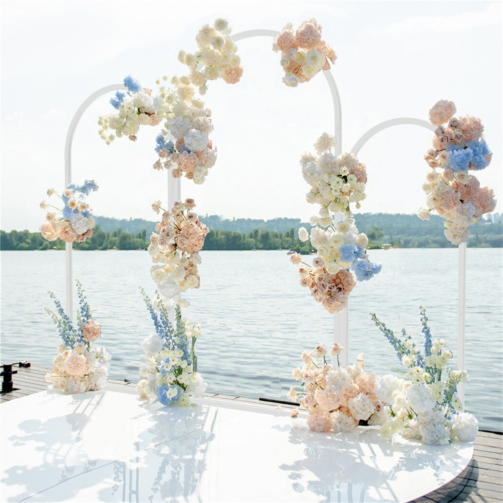 White Metal Arch Backdrop Stand Set of 3 Wedding Arch Frame for Birthday Party