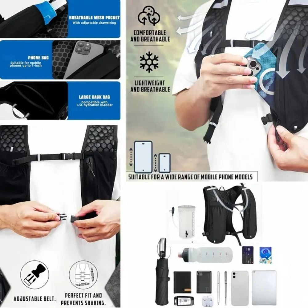 Light Weight Running Vest With Phone Holder Reflective Outdoor Cycling Hiking