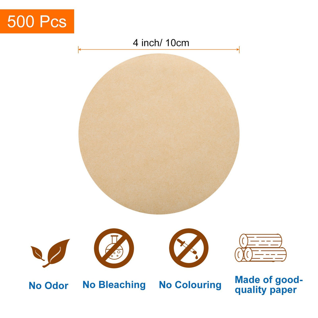 500Pcs Parchment Paper Rounds 4 Inch, Round Parchment, Brown