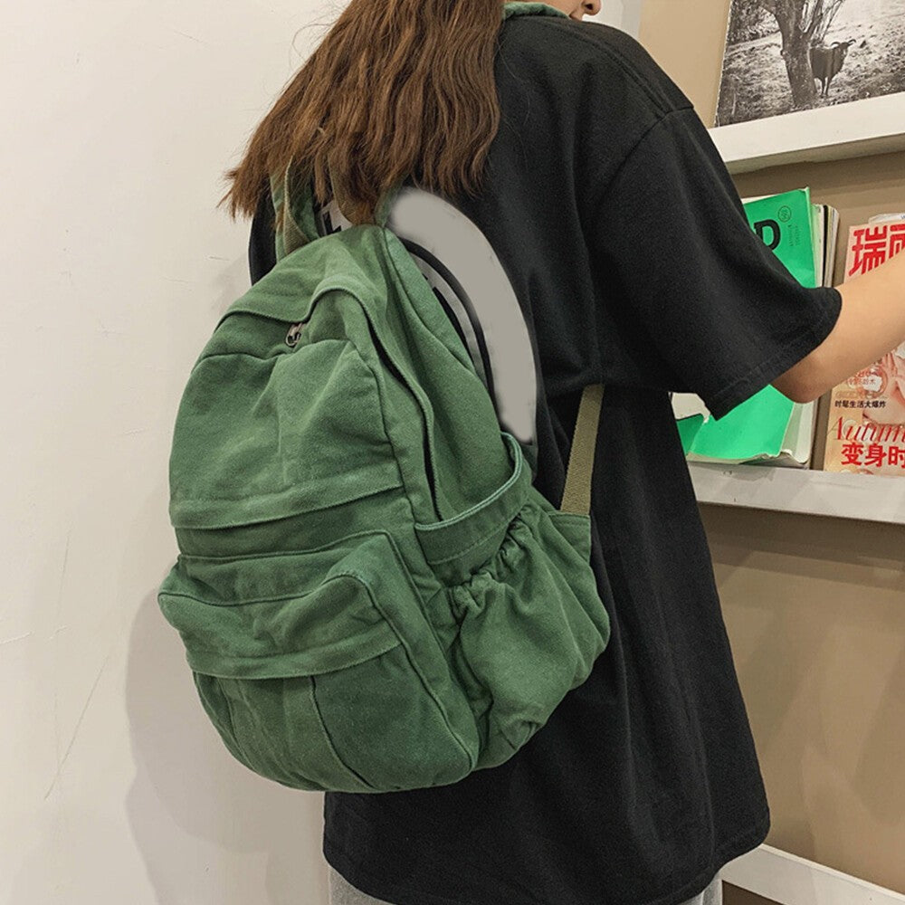 Boys Girls Retro Backpack Rucksack School College Travel Laptop Canvas Bag UK