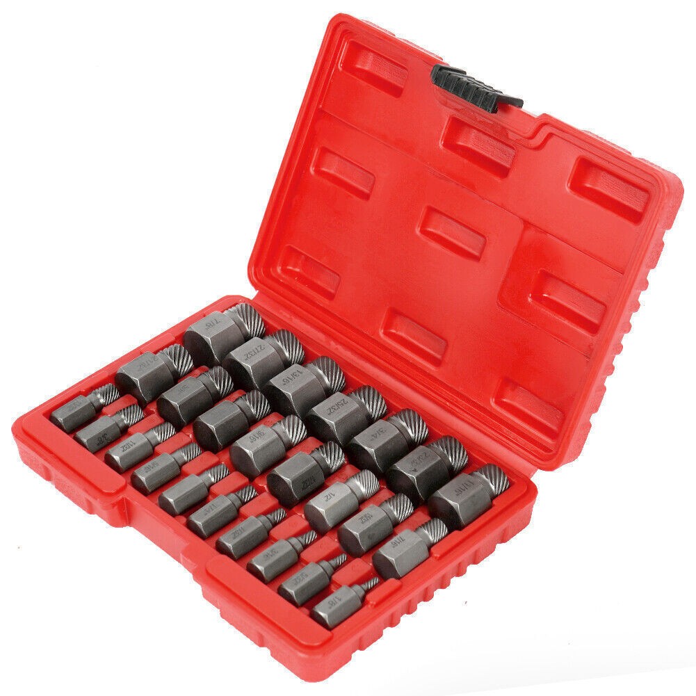 25 Piece Damaged Screw Extractor Set Multi-Spline Easy Out Broken Bolt Remover