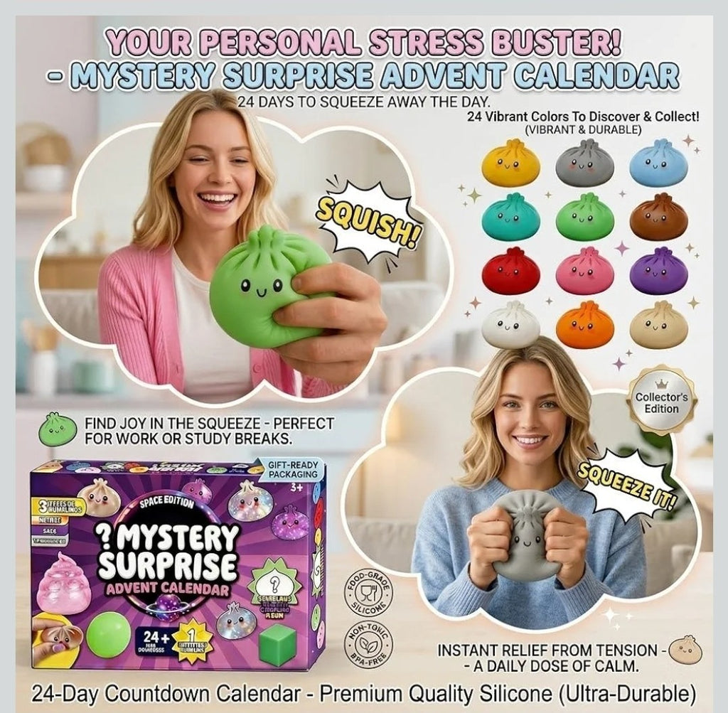 24 Days Mystery Dumpling Calendar, Advent Calendar Cute Squishy Toys for Kids 3+