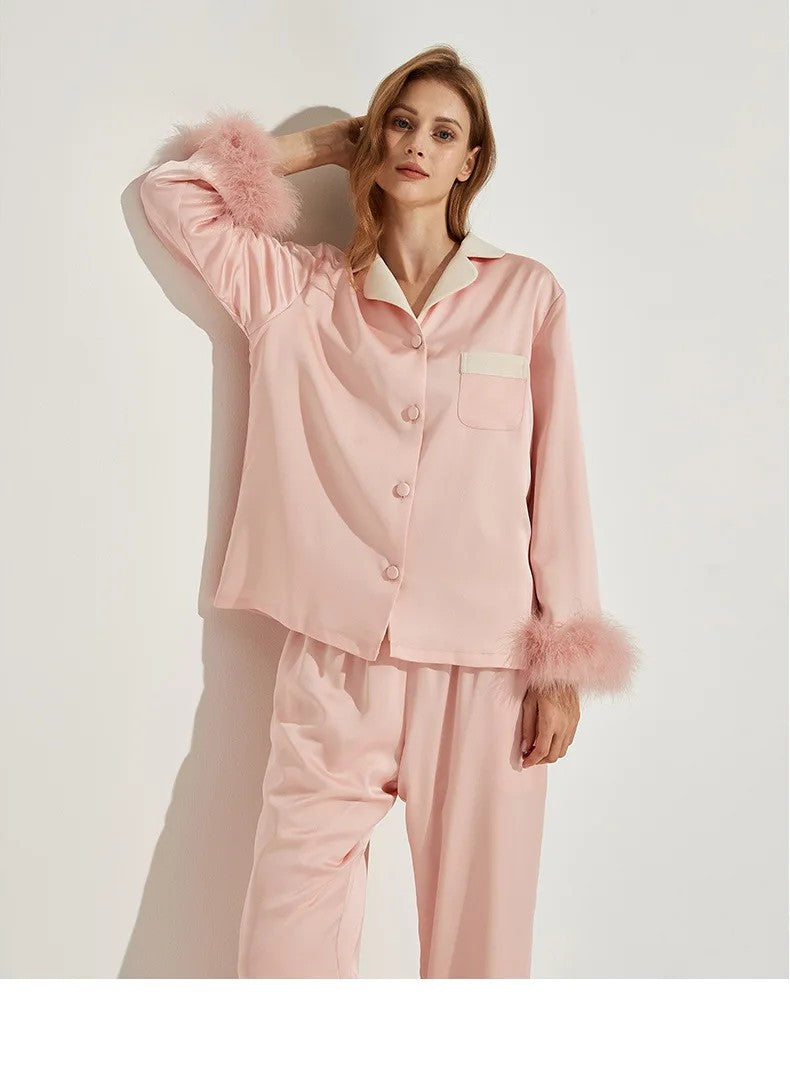 Womens Pajamas Women's Autumn Winter Fleece Thickened Removable Feather Homewear