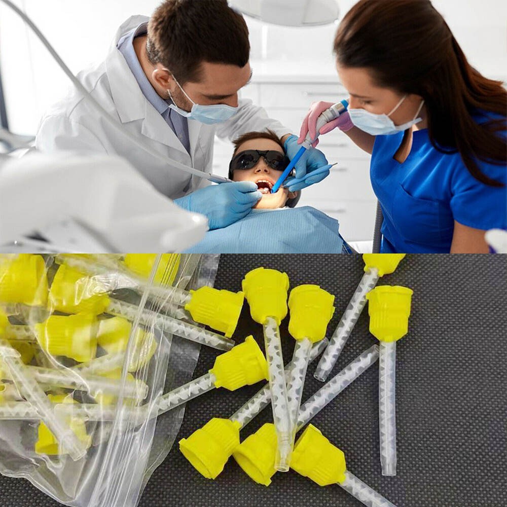 100Pcs/Set Element Intraoral Mixing Tips YELLOW Impression Disposable Dental UK