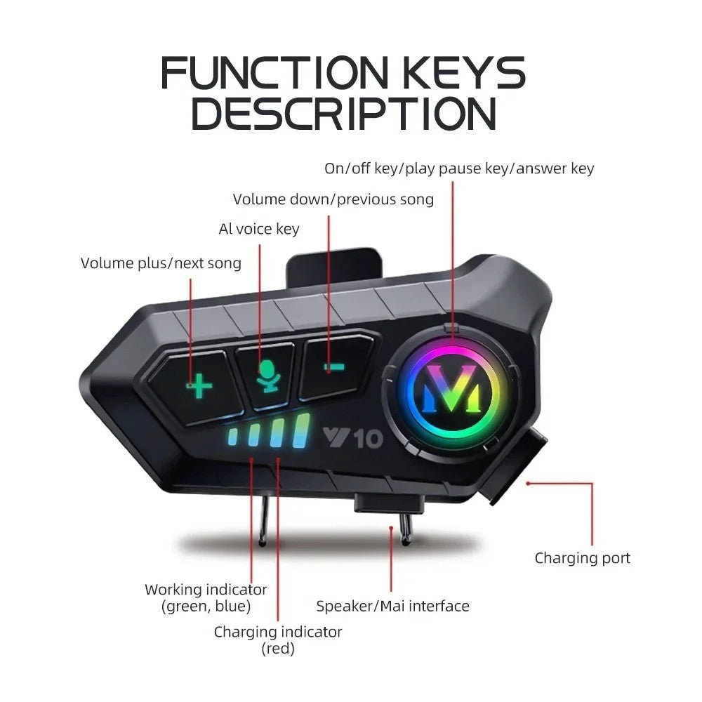 Bluetooth 5.3 HiFi Wireless Motorbike Call Headphone Motorcycle Helmet Headset