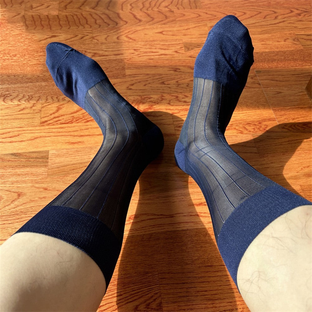 Men's Ultra Thin Sheer Socks 80% Polyamide 20% Spandex for Formal Dress Wear