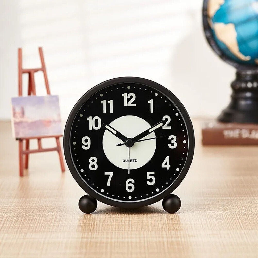 Alarm Clock Bedside No Ticking Battery Power Silent Luminous Clock clear display