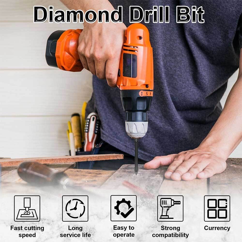 12Pcs Dry Diamond Drill Bits For Granite Tile Glass Porcelain Marble Ceramic Set