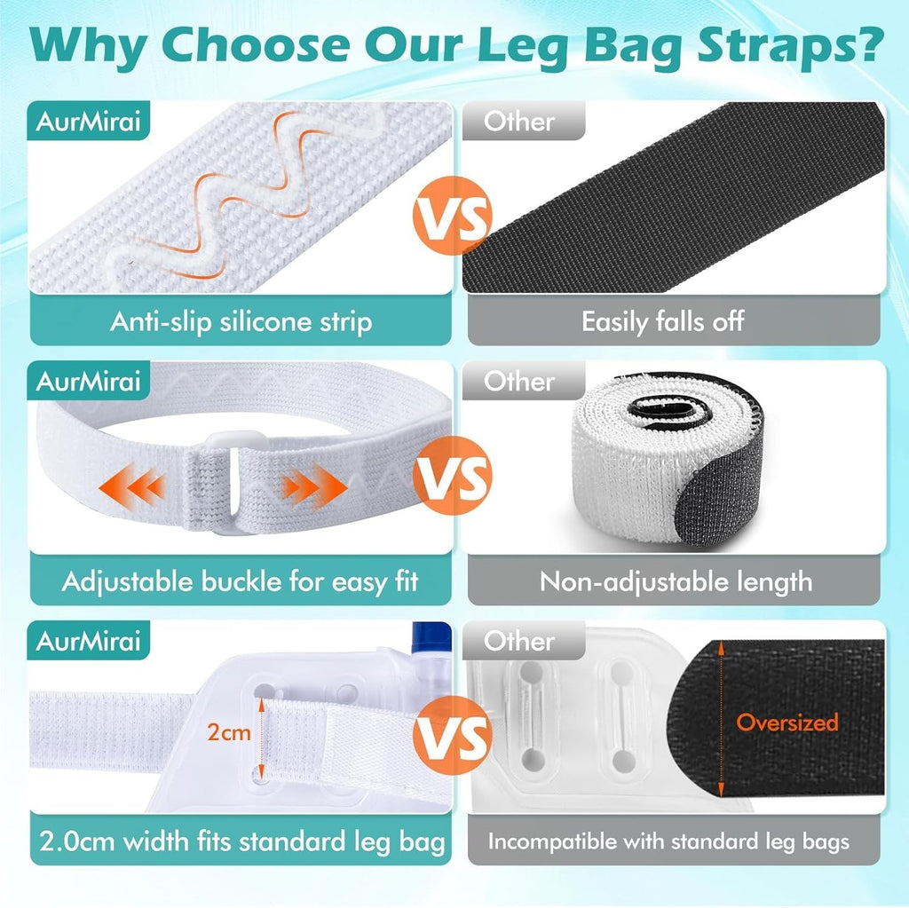 4Pcs Adjustable Anti-Slip Catheter Leg Bag Straps w/ Silicone Grip Post-Surgery