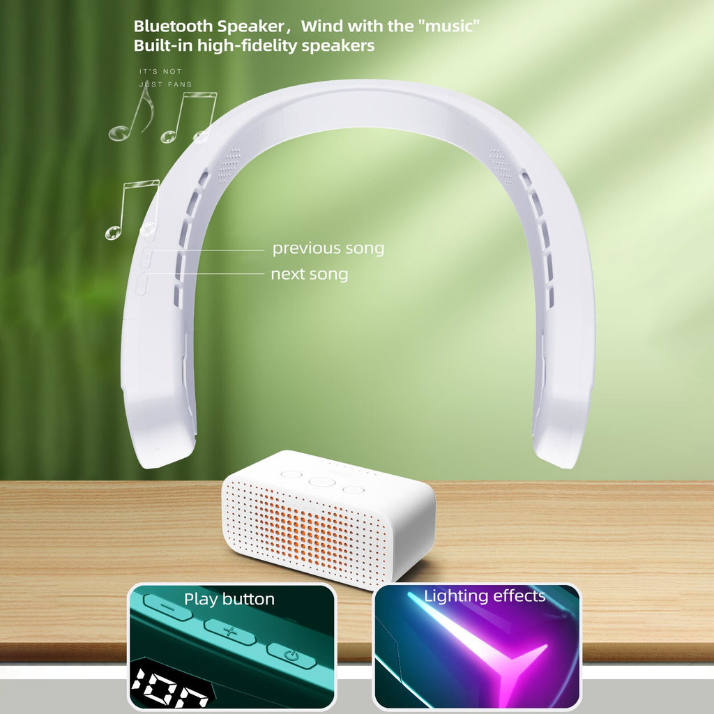 Sporty Bluetooth Neck Fan Cooler 4000mAh USB Rechargeable Portable 1pack