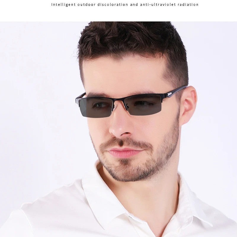 Progressive Photochromic Reading Glasses Titanium Frame Men Presbyopia Hyperopia