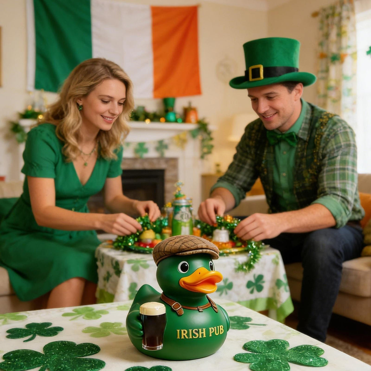 St. Patrick's Day Resin Duck Figurine Irish Pub Duck Figurine Home Decor