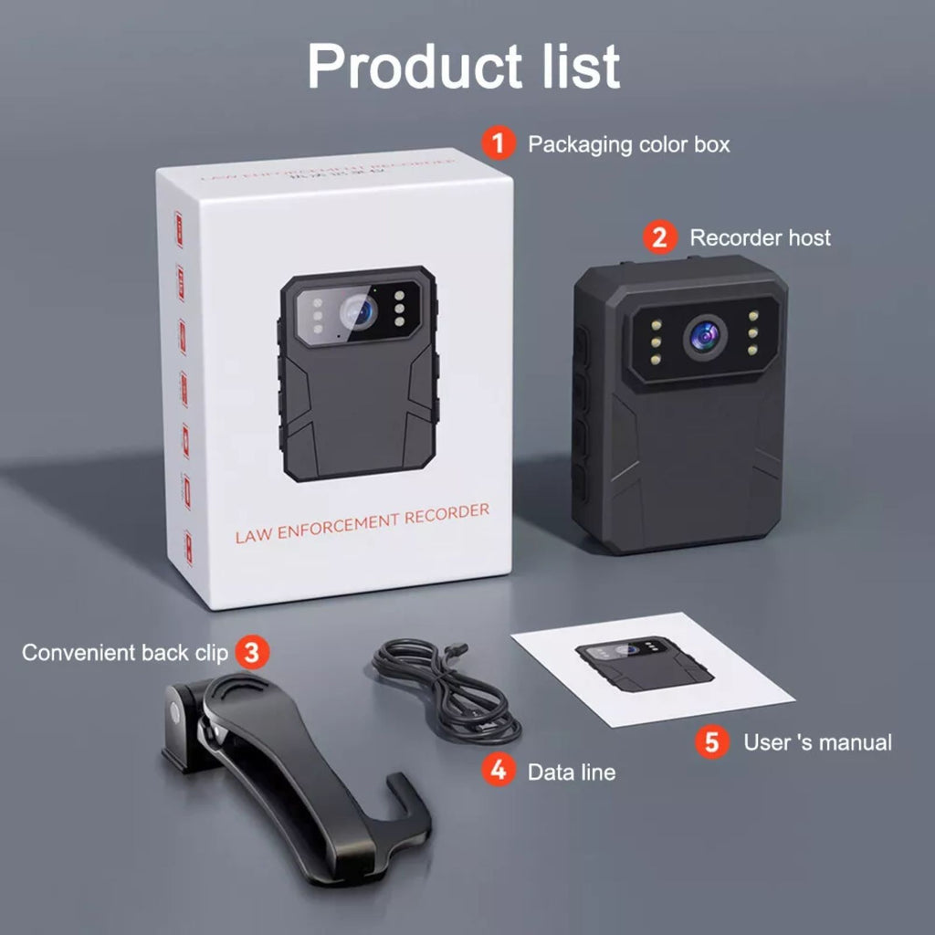 1080P HD Law Enforcement Cam Body Camera Recorder With Audio Night Vision Record