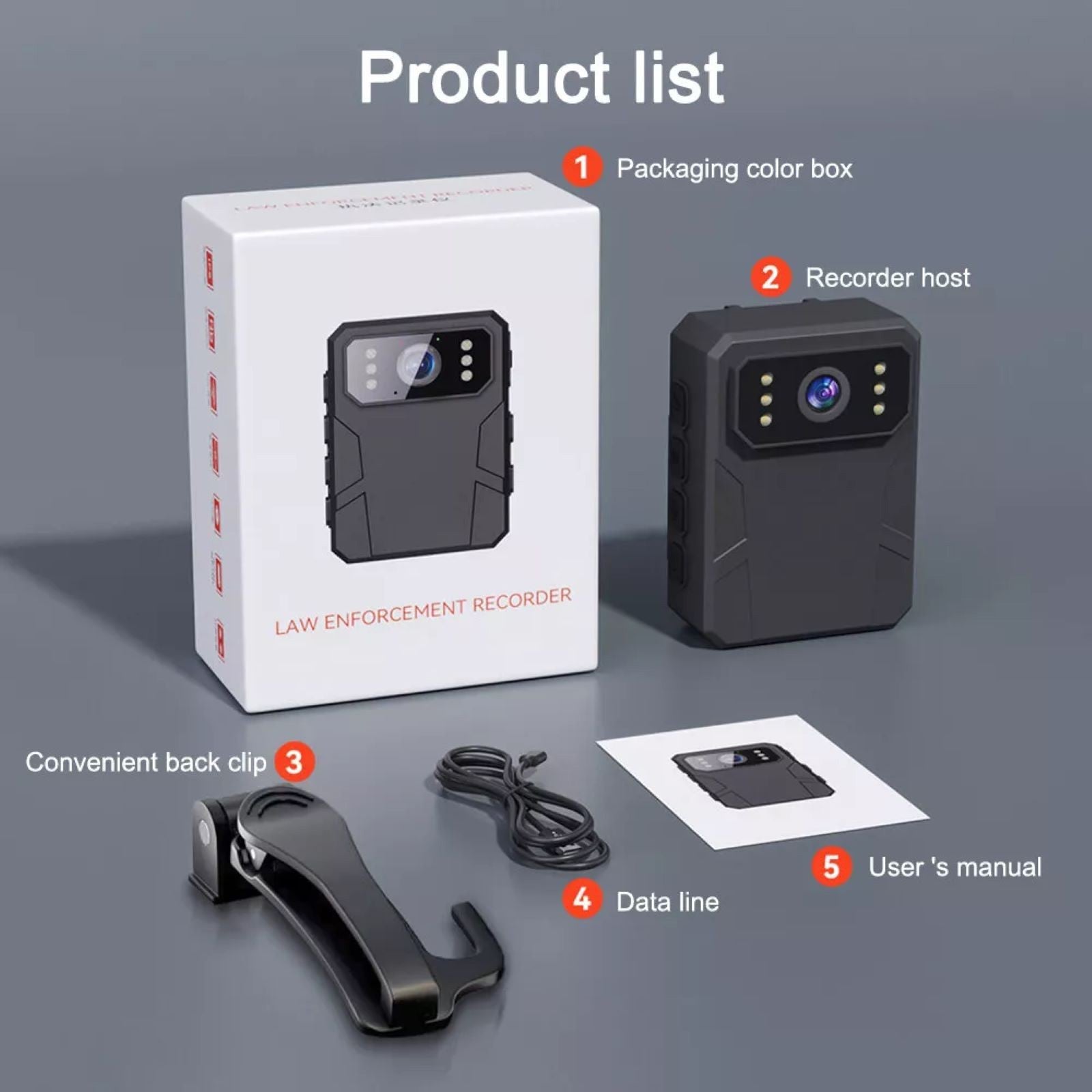 1080P HD Law Enforcement Cam Body Camera Recorder With Audio Night Vision Record