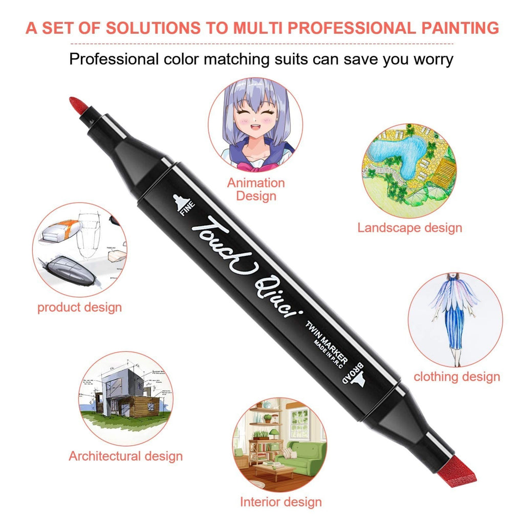 80pcs Twin Markers Graphic Drawing Painting Alcohol Art Dual Tip Sketch Pens Set