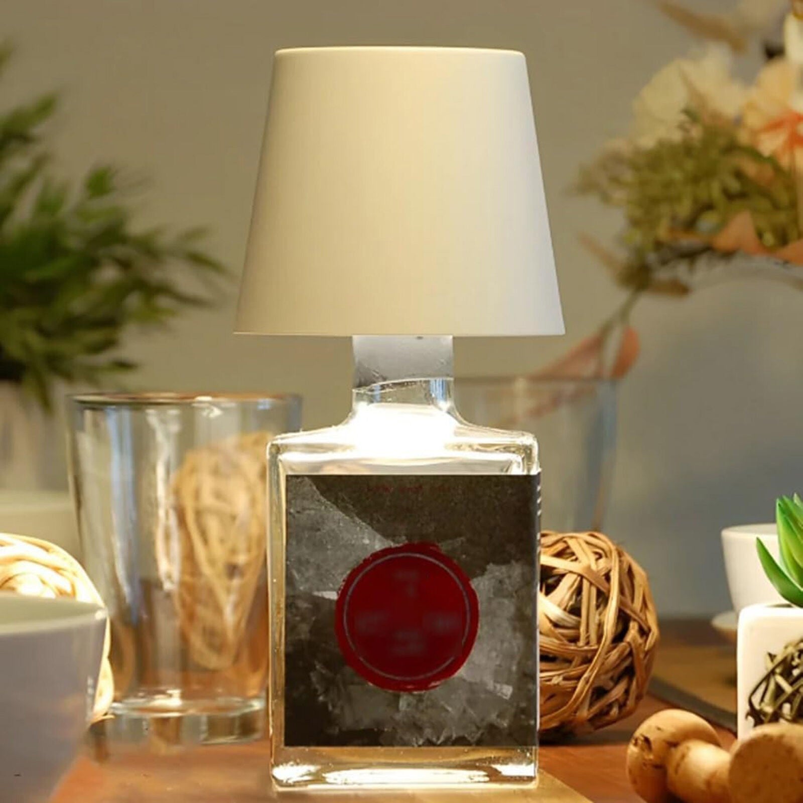 2*Wireless Bottle Table Lamp Touch 3 Color Stepless Dimming Night Bar Desk Light