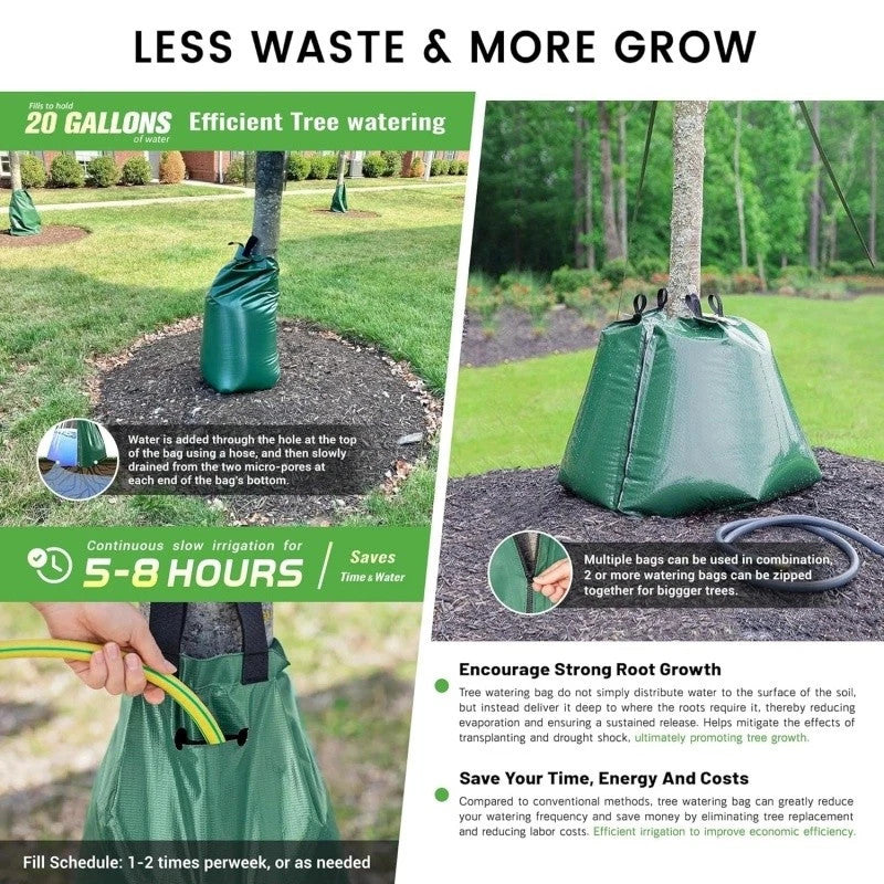1/2X 20 Gallons Slow Release Tree Watering Bag Drip Irrigation Watering Tool PE