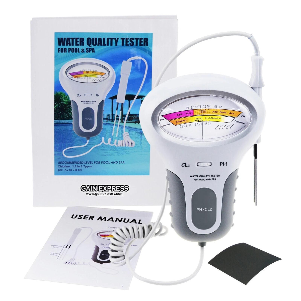 Swimming Pool Chlorine PH/CL2 Water Quality Tester Digital Monitor Spa Hot Tub