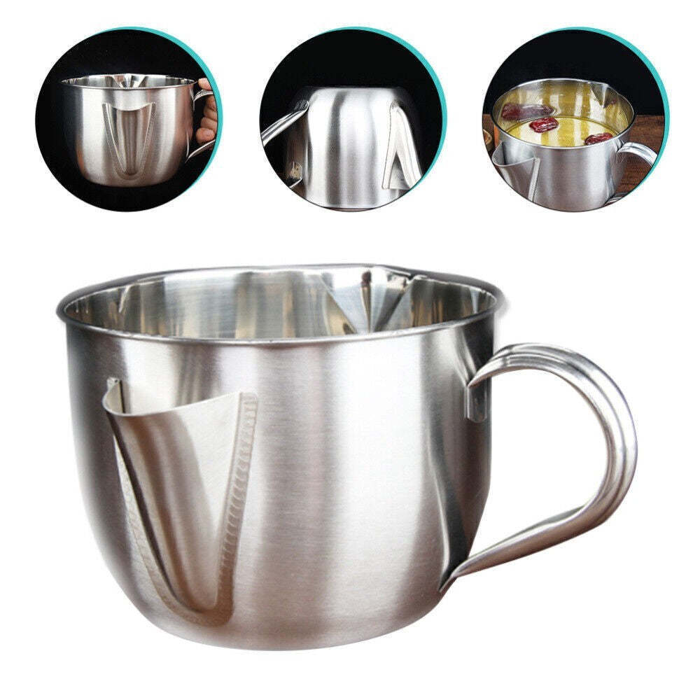 1000ml Stainless Steel Gravy Fat Separator Bowl Oil Soup Strainer Kitchen Tool