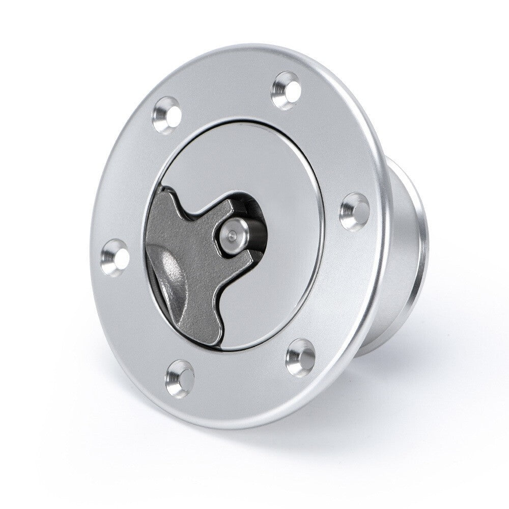 Billet Fuel Filler Neck Pop-Up Fuel Cell Gas Cap Flush Mount 6 Hole Universal