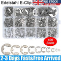 400X Assorted M1.5 -M15 Stainless E Clip C Circlip Kit Retaining Snap Ring Set
