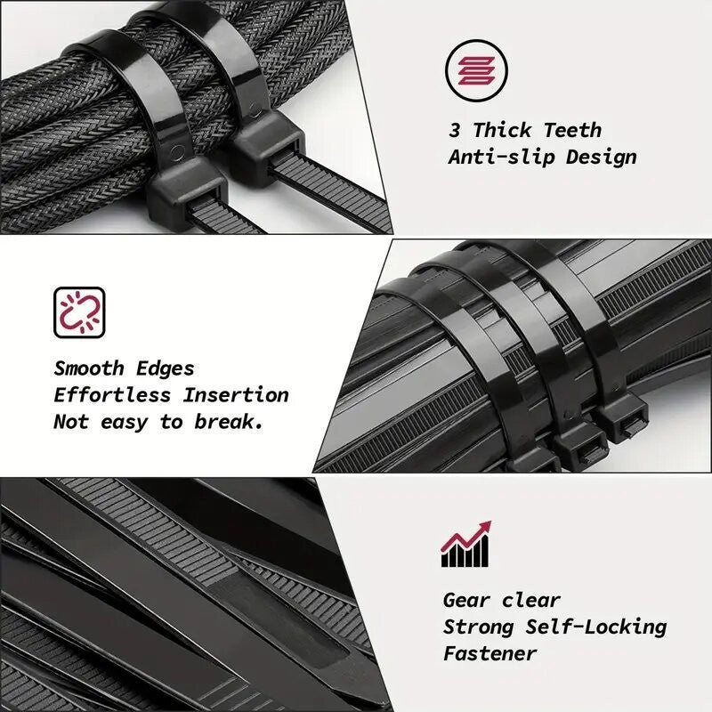 NYLON PLASTIC CABLE TIES ZIP TIE WRAPS THIN SMALL LARGE LONG WIDE (ALL COLOURS)